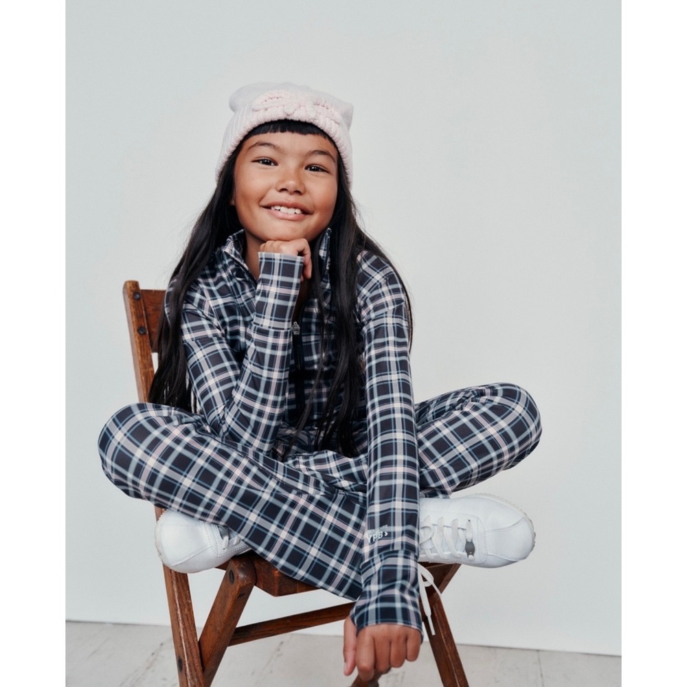 Abercrombie Kids YPB Plaid Full Zip Active Jacket Thumbholes Size 11/12
